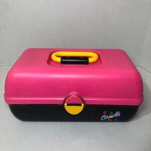 Caboodles Make Up Case 80s 90s Pink Black With Mirror Insert Vintage USA
